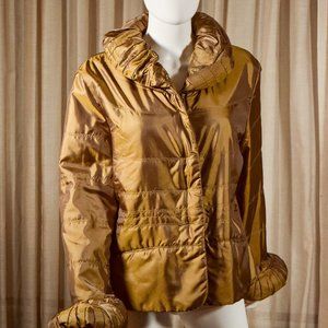 Metallic Green Puffy Windbreaker Jacket from Flair